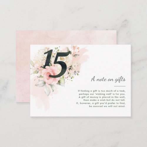 Pink Quinceanera 15th Birthday Note on Gifts Enclosure Card