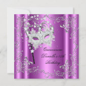 Pink Quinceanera 15th Birthday Party Masquerade Invitation (Front)