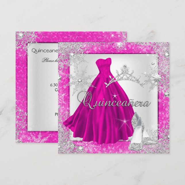 Pink Quinceanera 15th Elite Elegant Birthday Party Invitation (Front/Back)