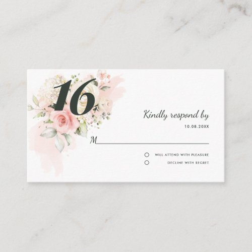 Pink Quinceanera 16th Birthday Floral Enclosure Card