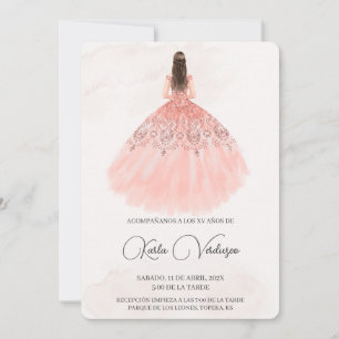 Pink Quinceañera invitation