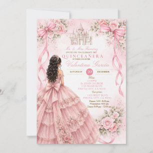 Pink Quinceañera Invitation with Bow