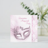 Pink Quinceanera Masquerade Party Invitation (Standing Front)