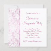Pink Quinceanera Masquerade Party Invitation (Back)