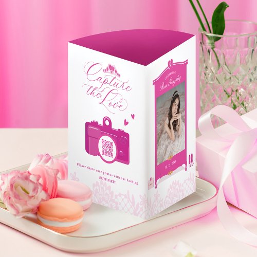 Pink Quinceanera Party Table Number Photo QR Code