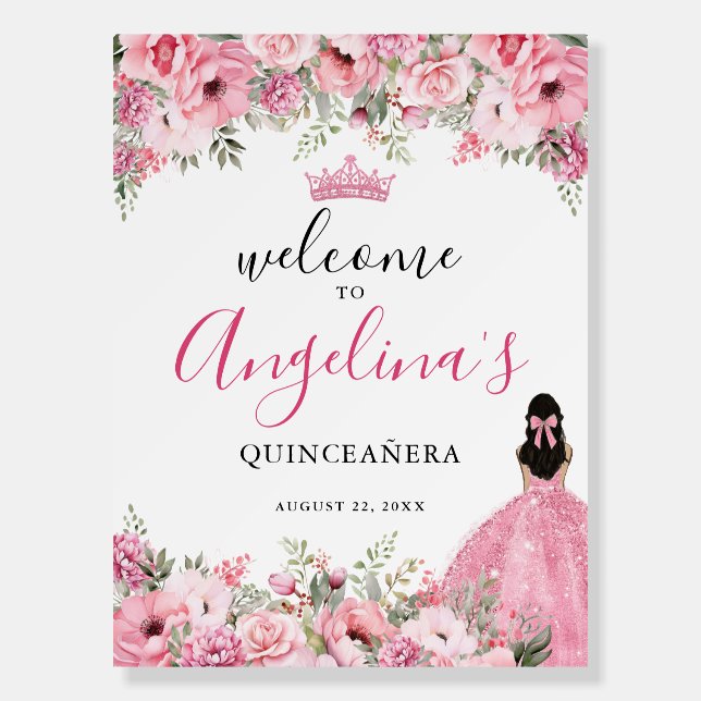 Pink Quinceanera Welcome Sign (Front)