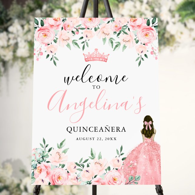 Pink Quinceanera Welcome Sign (Pink Quinceanera Welcome Sig)