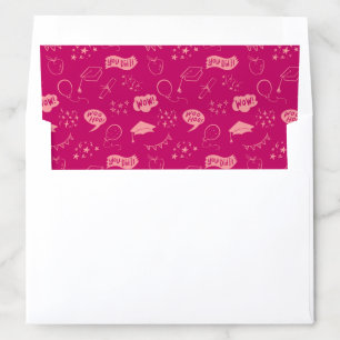 Pink Quirky Hand Drawn Grad Icon Pattern Envelope Liner