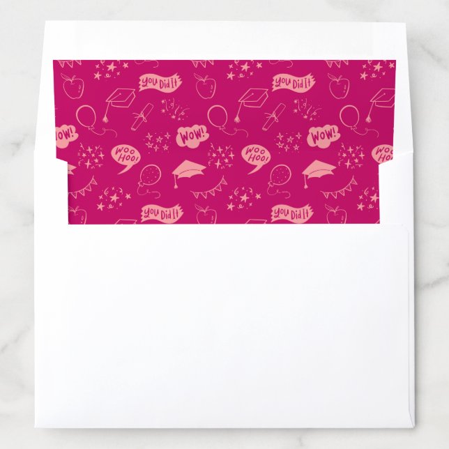 Pink Quirky Hand Drawn Grad Icon Pattern Envelope Liner (In Envelope)