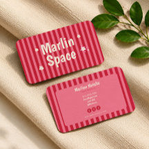 Pink quirky striped business card