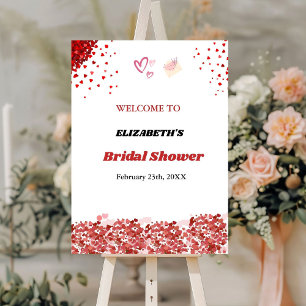 Pink &r ed heart Valentine Bridal Shower Welcome Foam Board