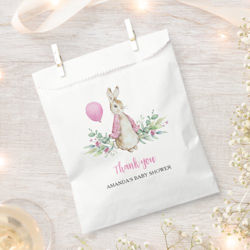Pink Rabbit Baby Shower Favor Bag