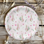 Pink Rabbit Baby Shower Paper Plates<br><div class="desc">Watercolor Peter Rabbit | Pink Baby Shower Paper Plates. Matching items available.</div>
