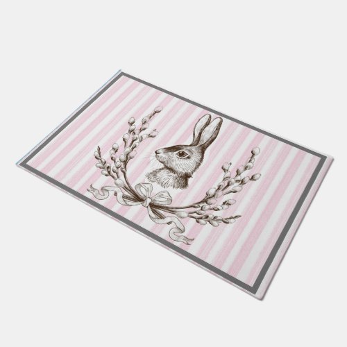 Pink Rabbit Bunny French Country Doormat