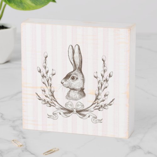 Pink Rabbit Cotton Watercolor French Country art  Wooden Box Sign