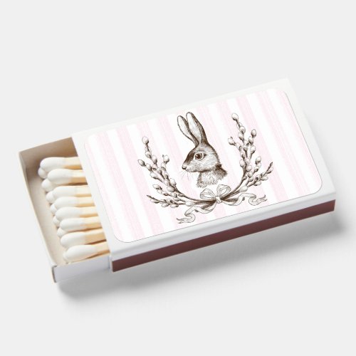 Pink Rabbit Cotton Watercolor French Country  Matchboxes