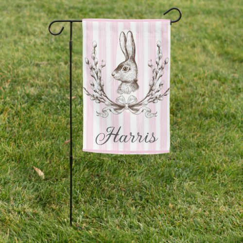 Pink Rabbit Cotton Watercolor French  Garden Flag