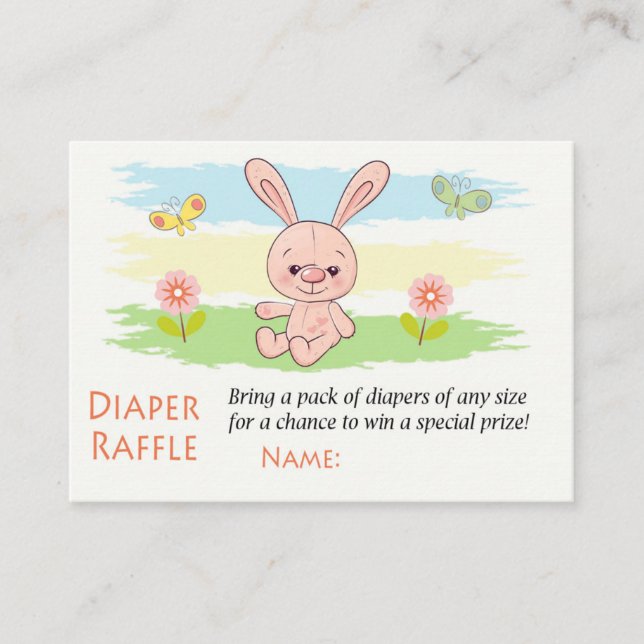 Pink rabbit Diaper Raffle Tickets (Front)