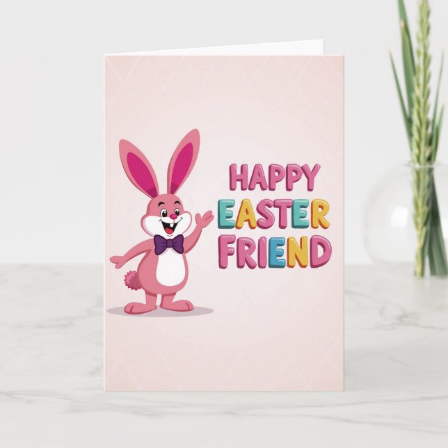 Pink Rabbit Easter Friend Card (Front)