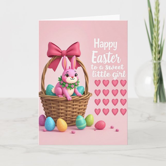 Pink Rabbit Pattern Spring Card (Front)