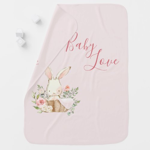 Pink Rabbit Script Modern Baby Love Baby Blanket