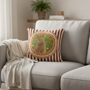 Pink Rabbit Watercolor Pillow Cover Decor