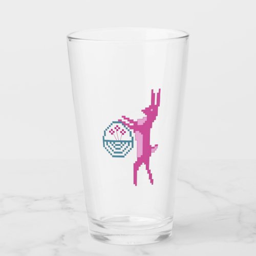 Pink Rabbit with Basket Glass Cup