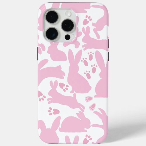 Pink Rabbits Pattern iPhone 15 Pro Max Case