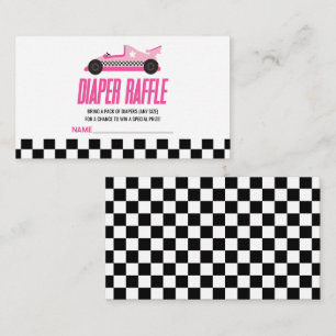 Pink Race Car Baby Shower Diaper Raffle Enclosure Card