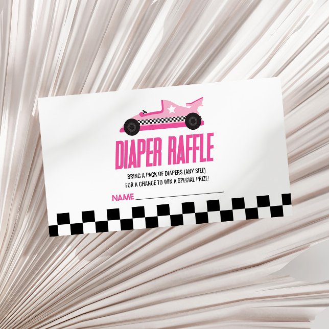 Pink Race Car Baby Shower Diaper Raffle Enclosure Card (Creator Uploaded)