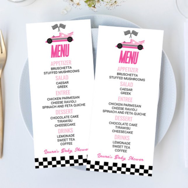Pink Race Car Baby Shower Food Menu (Creator Uploaded)