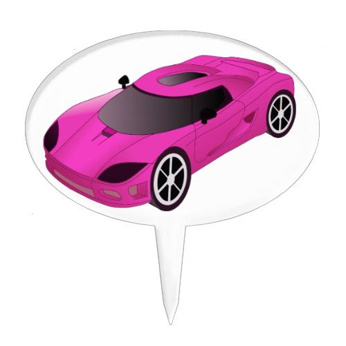 Pink Race Car  Cake Topper