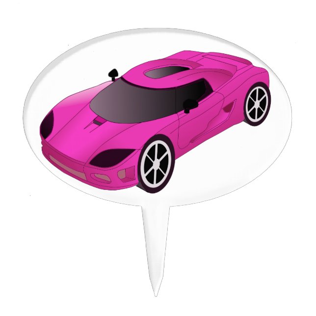 Pink Race Car  Cake Topper (Front)