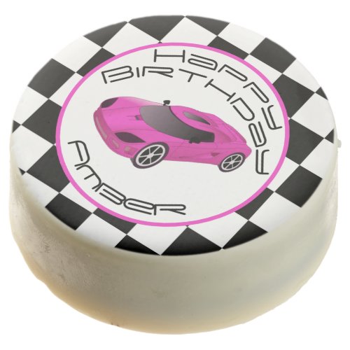 Pink Race Car  Custom Birthday Party Chocolate Covered Oreo