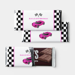 Pink Race Car Party Hershey Bar Favors