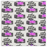 Pink Race Car with Checkered Flag Fabric