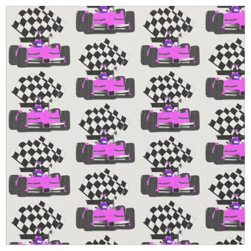 Pink Race Car with Checkered Flag Fabric