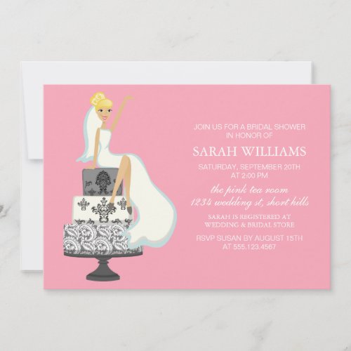 Pink Radiant Bride on Wedding Cake Card