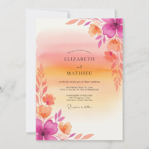 Pink Radiant Tropical Wedding Invitation