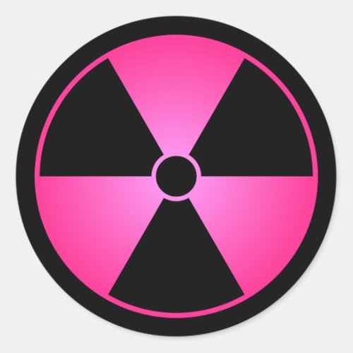 Pink Radiation Symbol Classic Round Sticker