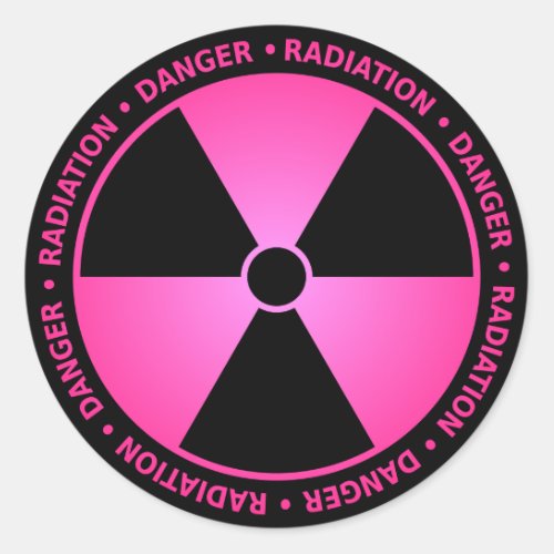 Pink Radiation Warning Classic Round Sticker