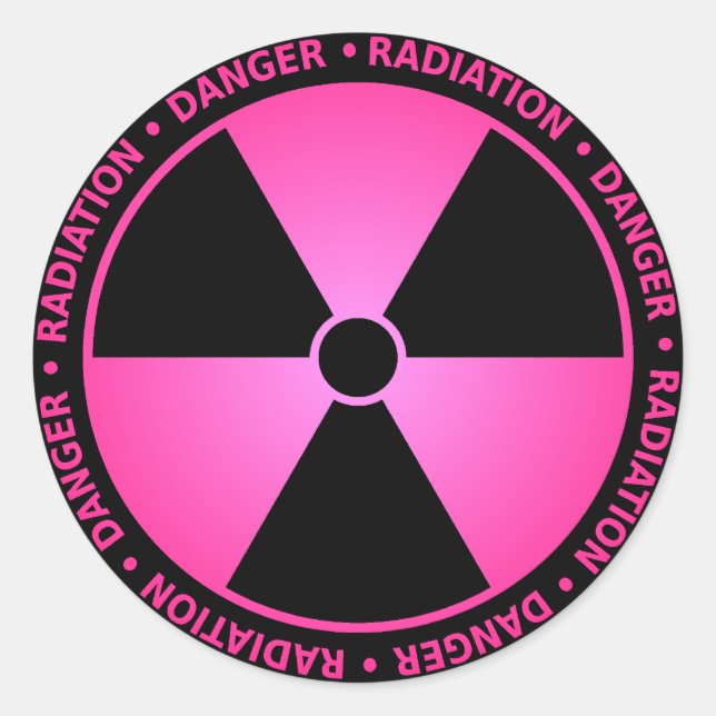 Pink Radiation Warning Classic Round Sticker (Front)