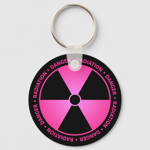 Pink Radiation Warning Keychain
