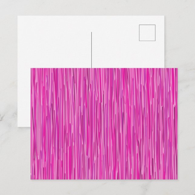 Pink Rain Vertical Striped Art Accent Pillow Postcard (Front/Back)