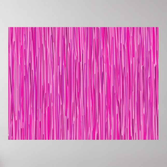 Pink Rain Vertical Striped Art Poster (Front)