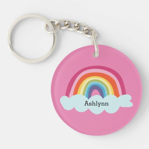 Pink Rainbow Acrylic Keychain