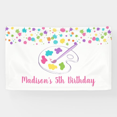 Pink Rainbow Art Party Birthday Banner
