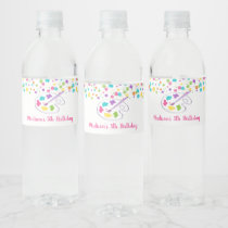 Pink Rainbow Art Party Birthday Water Bottle Label