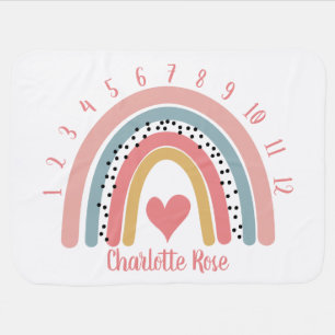 Pink Rainbow Baby Girl Baby Milestone Blanket