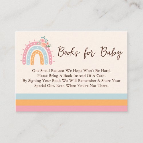 Pink Rainbow Baby Shower Books For Baby Card